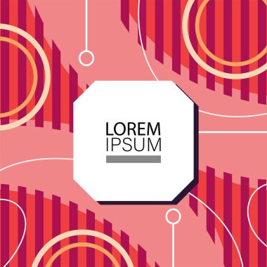 Canlı Geometrik Uyum: Oyuncu Memphis İlham Veren Soyut Tasarım. Metin alanı olan soyut arkaplan sanatı.