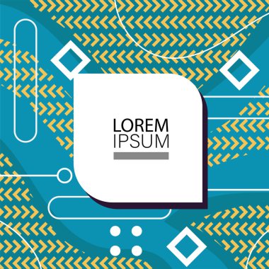 Dekoratif elementlere sahip soyut arkaplan Vibrant Memphis Tarzı Vektörü. Funky Grafik Aksanlı Soyut Arkaplan Geometrik Memphis Sanatı. Kopyalama alanı olan soyut arkaplan.
