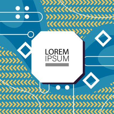 Dekoratif elementlere sahip soyut arkaplan Vibrant Memphis Tarzı Vektörü. Funky Grafik Aksanlı Soyut Arkaplan Geometrik Memphis Sanatı. Kopyalama alanı olan soyut arkaplan.