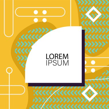 Dekoratif elementlere sahip soyut arkaplan Vibrant Memphis Tarzı Vektörü. Funky Grafik Aksanlı Soyut Arkaplan Geometrik Memphis Sanatı. Kopyalama alanı olan soyut arkaplan.