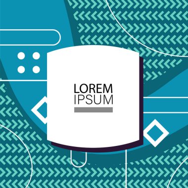 Dekoratif elementlere sahip soyut arkaplan Vibrant Memphis Tarzı Vektörü. Funky Grafik Aksanlı Soyut Arkaplan Geometrik Memphis Sanatı. Kopyalama alanı olan soyut arkaplan.