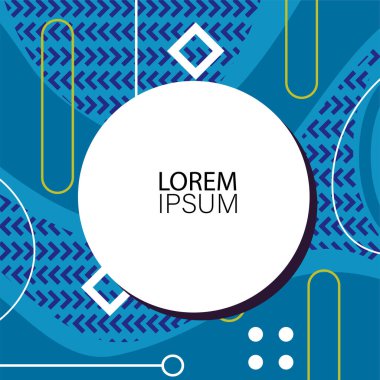 Dekoratif elementlere sahip soyut arkaplan Vibrant Memphis Tarzı Vektörü. Funky Grafik Aksanlı Soyut Arkaplan Geometrik Memphis Sanatı. Kopyalama alanı olan soyut arkaplan.