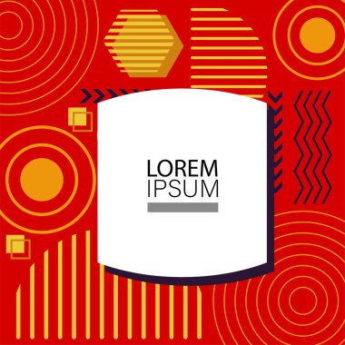 Dekoratif elementlere sahip soyut arkaplan Vibrant Memphis Tarzı Vektörü. Funky Grafik Aksanlı Soyut Arkaplan Geometrik Memphis Sanatı. Kopyalama alanı olan soyut arkaplan.