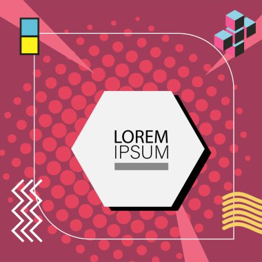 Memphis Style 'da soyut arka plan Renkli Retro Tasarım Süslü Detaylar ile. Soyut arkaplan soyut Memphis Şablonu Oyuncu Süslü Dokunuşlar. Kopyalama alanı olan soyut arkaplan.