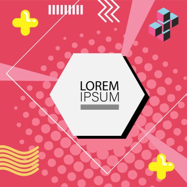 Memphis Style 'da soyut arka plan Renkli Retro Tasarım Süslü Detaylar ile. Soyut arkaplan soyut Memphis Şablonu Oyuncu Süslü Dokunuşlar. Kopyalama alanı olan soyut arkaplan.