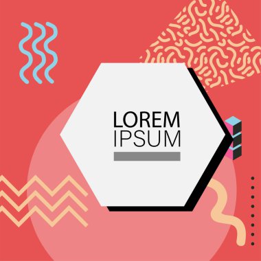 Memphis Style 'da soyut arka plan Renkli Retro Tasarım Süslü Detaylar ile. Soyut arkaplan soyut Memphis Şablonu Oyuncu Süslü Dokunuşlar. Kopyalama alanı olan soyut arkaplan.