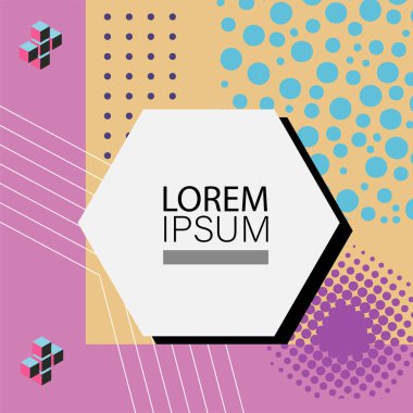 Memphis Style 'da soyut arka plan Renkli Retro Tasarım Süslü Detaylar ile. Soyut arkaplan soyut Memphis Şablonu Oyuncu Süslü Dokunuşlar. Kopyalama alanı olan soyut arkaplan.