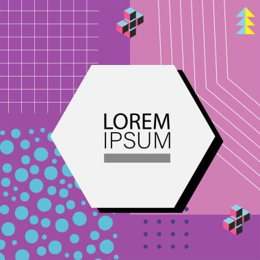 Memphis Style 'da soyut arka plan Renkli Retro Tasarım Süslü Detaylar ile. Soyut arkaplan soyut Memphis Şablonu Oyuncu Süslü Dokunuşlar. Kopyalama alanı olan soyut arkaplan.