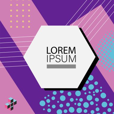 Memphis Style 'da soyut arka plan Renkli Retro Tasarım Süslü Detaylar ile. Soyut arkaplan soyut Memphis Şablonu Oyuncu Süslü Dokunuşlar. Kopyalama alanı olan soyut arkaplan.