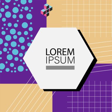 Memphis Style 'da soyut arka plan Renkli Retro Tasarım Süslü Detaylar ile. Soyut arkaplan soyut Memphis Şablonu Oyuncu Süslü Dokunuşlar. Kopyalama alanı olan soyut arkaplan.