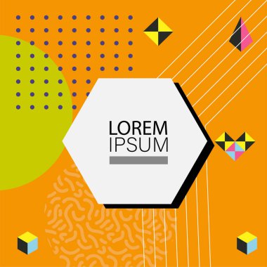 Oyuncu Grafik Süslemeleri ile soyut arka plan Retro Memphis Tasarımı. Soyut arka plan 80 'lerden esinlenilmiş kalın desenli ve şekilli Memphis Sanatı. Kopyalama alanı olan soyut arkaplan.