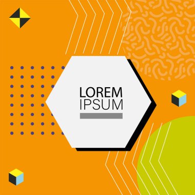 Oyuncu Grafik Süslemeleri ile soyut arka plan Retro Memphis Tasarımı. Soyut arka plan 80 'lerden esinlenilmiş kalın desenli ve şekilli Memphis Sanatı. Kopyalama alanı olan soyut arkaplan.