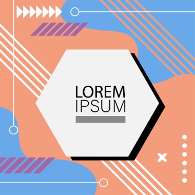 Oyuncu Grafik Süslemeleri ile soyut arka plan Retro Memphis Tasarımı. Soyut arka plan 80 'lerden esinlenilmiş kalın desenli ve şekilli Memphis Sanatı. Kopyalama alanı olan soyut arkaplan.