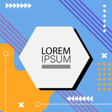 Oyuncu Grafik Süslemeleri ile soyut arka plan Retro Memphis Tasarımı. Soyut arka plan 80 'lerden esinlenilmiş kalın desenli ve şekilli Memphis Sanatı. Kopyalama alanı olan soyut arkaplan.
