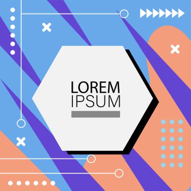 Oyuncu Grafik Süslemeleri ile soyut arka plan Retro Memphis Tasarımı. Soyut arka plan 80 'lerden esinlenilmiş kalın desenli ve şekilli Memphis Sanatı. Kopyalama alanı olan soyut arkaplan.