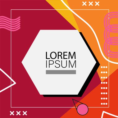 Oyuncu Grafik Süslemeleri ile soyut arka plan Retro Memphis Tasarımı. Soyut arka plan 80 'lerden esinlenilmiş kalın desenli ve şekilli Memphis Sanatı. Kopyalama alanı olan soyut arkaplan.