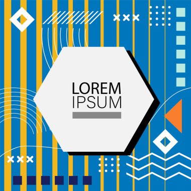 Oyuncu Grafik Süslemeleri ile soyut arka plan Retro Memphis Tasarımı. Soyut arka plan 80 'lerden esinlenilmiş kalın desenli ve şekilli Memphis Sanatı. Kopyalama alanı olan soyut arkaplan.