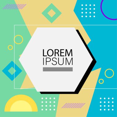 Memphis Style 'da soyut arka plan Renkli Retro Tasarım Süslü Detaylar ile. Soyut arkaplan soyut Memphis Şablonu Oyuncu Süslü Dokunuşlar. Kopyalama alanı olan soyut arkaplan.