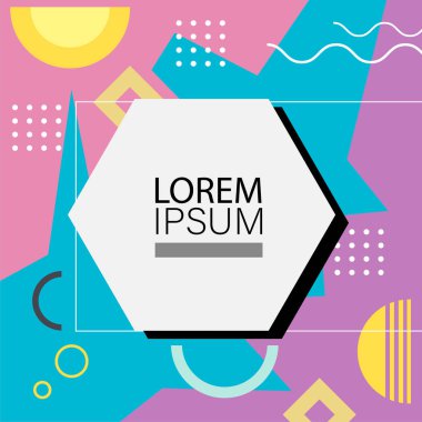 Memphis Style 'da soyut arka plan Renkli Retro Tasarım Süslü Detaylar ile. Soyut arkaplan soyut Memphis Şablonu Oyuncu Süslü Dokunuşlar. Kopyalama alanı olan soyut arkaplan.