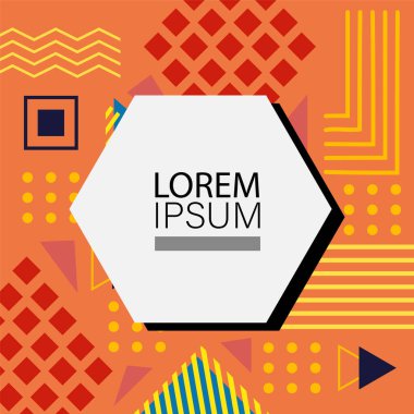 Memphis Style 'da soyut arka plan Renkli Retro Tasarım Süslü Detaylar ile. Soyut arkaplan soyut Memphis Şablonu Oyuncu Süslü Dokunuşlar. Kopyalama alanı olan soyut arkaplan.