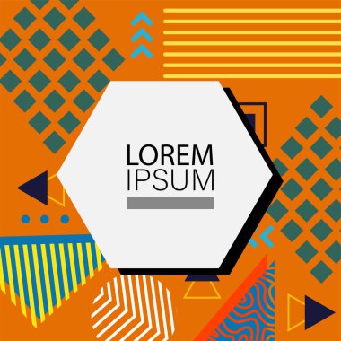 Memphis Style 'da soyut arka plan Renkli Retro Tasarım Süslü Detaylar ile. Soyut arkaplan soyut Memphis Şablonu Oyuncu Süslü Dokunuşlar. Kopyalama alanı olan soyut arkaplan.