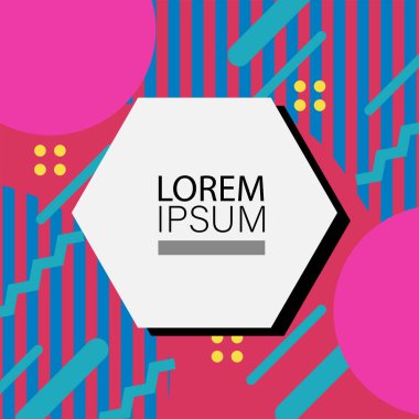 Memphis Style 'da soyut arka plan Renkli Retro Tasarım Süslü Detaylar ile. Soyut arkaplan soyut Memphis Şablonu Oyuncu Süslü Dokunuşlar. Kopyalama alanı olan soyut arkaplan.