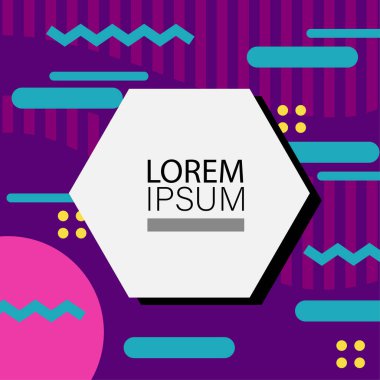 Memphis Style 'da soyut arka plan Renkli Retro Tasarım Süslü Detaylar ile. Soyut arkaplan soyut Memphis Şablonu Oyuncu Süslü Dokunuşlar. Kopyalama alanı olan soyut arkaplan.