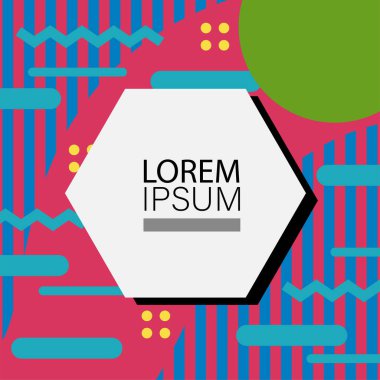Memphis Style 'da soyut arka plan Renkli Retro Tasarım Süslü Detaylar ile. Soyut arkaplan soyut Memphis Şablonu Oyuncu Süslü Dokunuşlar. Kopyalama alanı olan soyut arkaplan.
