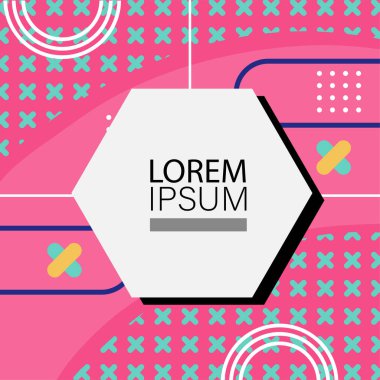 Memphis Style 'da soyut arka plan Renkli Retro Tasarım Süslü Detaylar ile. Soyut arkaplan soyut Memphis Şablonu Oyuncu Süslü Dokunuşlar. Kopyalama alanı olan soyut arkaplan.