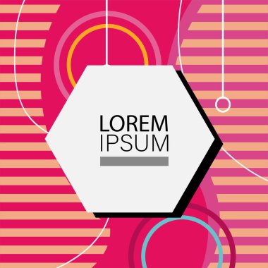 Memphis Style 'da soyut arka plan Renkli Retro Tasarım Süslü Detaylar ile. Soyut arkaplan soyut Memphis Şablonu Oyuncu Süslü Dokunuşlar. Kopyalama alanı olan soyut arkaplan.
