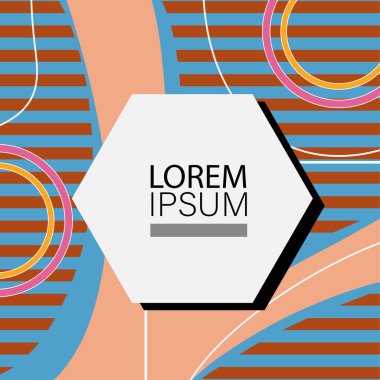 Memphis Style 'da soyut arka plan Renkli Retro Tasarım Süslü Detaylar ile. Soyut arkaplan soyut Memphis Şablonu Oyuncu Süslü Dokunuşlar. Kopyalama alanı olan soyut arkaplan.