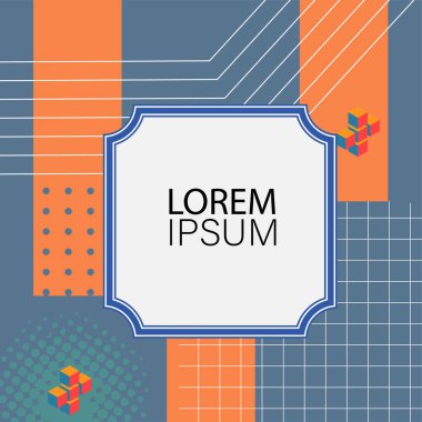 Dekoratif elementlere sahip soyut arkaplan Vibrant Memphis Tarzı Vektörü. Funky Grafik Aksanlı Soyut Arkaplan Geometrik Memphis Sanatı. Kopyalama alanı olan soyut arkaplan.