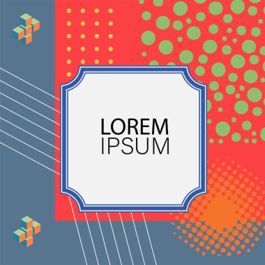 Dekoratif elementlere sahip soyut arkaplan Vibrant Memphis Tarzı Vektörü. Funky Grafik Aksanlı Soyut Arkaplan Geometrik Memphis Sanatı. Kopyalama alanı olan soyut arkaplan.