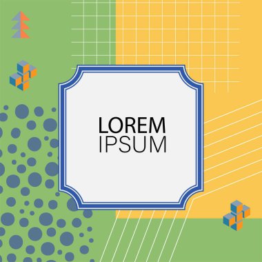 Dekoratif elementlere sahip soyut arkaplan Vibrant Memphis Tarzı Vektörü. Funky Grafik Aksanlı Soyut Arkaplan Geometrik Memphis Sanatı. Kopyalama alanı olan soyut arkaplan.