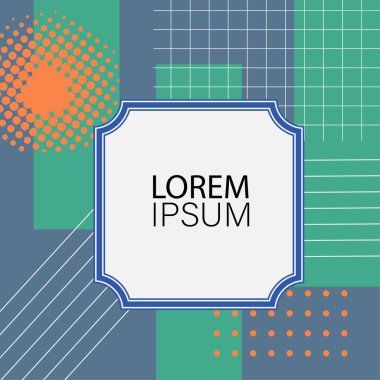 Dekoratif elementlere sahip soyut arkaplan Vibrant Memphis Tarzı Vektörü. Funky Grafik Aksanlı Soyut Arkaplan Geometrik Memphis Sanatı. Kopyalama alanı olan soyut arkaplan.
