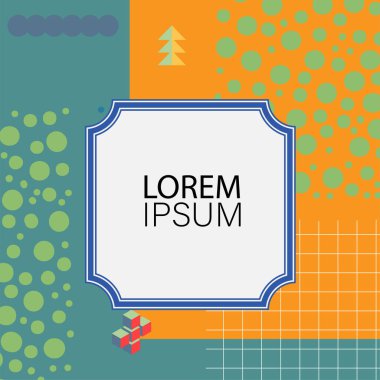 Dekoratif elementlere sahip soyut arkaplan Vibrant Memphis Tarzı Vektörü. Funky Grafik Aksanlı Soyut Arkaplan Geometrik Memphis Sanatı. Kopyalama alanı olan soyut arkaplan.