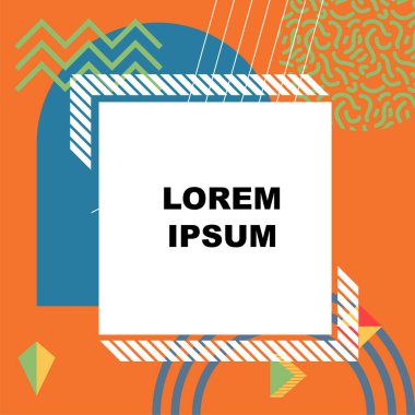 Dekoratif elementlere sahip soyut arkaplan Vibrant Memphis Tarzı Vektörü. Funky Grafik Aksanlı Soyut Arkaplan Geometrik Memphis Sanatı. Kopyalama alanı olan soyut arkaplan.