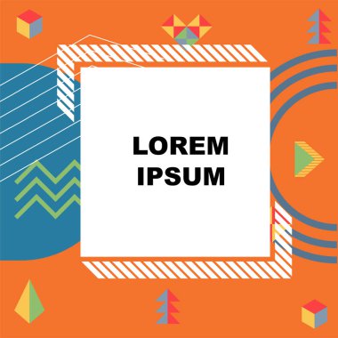 Dekoratif elementlere sahip soyut arkaplan Vibrant Memphis Tarzı Vektörü. Funky Grafik Aksanlı Soyut Arkaplan Geometrik Memphis Sanatı. Kopyalama alanı olan soyut arkaplan.