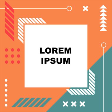 Dekoratif elementlere sahip soyut arkaplan Vibrant Memphis Tarzı Vektörü. Funky Grafik Aksanlı Soyut Arkaplan Geometrik Memphis Sanatı. Kopyalama alanı olan soyut arkaplan.