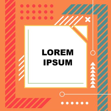 Dekoratif elementlere sahip soyut arkaplan Vibrant Memphis Tarzı Vektörü. Funky Grafik Aksanlı Soyut Arkaplan Geometrik Memphis Sanatı. Kopyalama alanı olan soyut arkaplan.