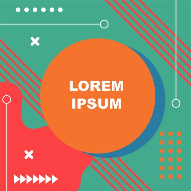 Dekoratif elementlere sahip soyut arkaplan Vibrant Memphis Tarzı Vektörü. Funky Grafik Aksanlı Soyut Arkaplan Geometrik Memphis Sanatı. Kopyalama alanı olan soyut arkaplan.