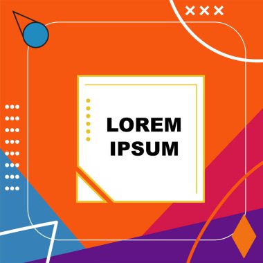 Dekoratif elementlere sahip soyut arkaplan Vibrant Memphis Tarzı Vektörü. Funky Grafik Aksanlı Soyut Arkaplan Geometrik Memphis Sanatı. Kopyalama alanı olan soyut arkaplan.