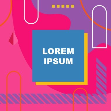 Dekoratif elementlere sahip soyut arkaplan Vibrant Memphis Tarzı Vektörü. Funky Grafik Aksanlı Soyut Arkaplan Geometrik Memphis Sanatı. Kopyalama alanı olan soyut arkaplan.