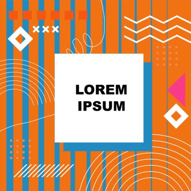 Dekoratif elementlere sahip soyut arkaplan Vibrant Memphis Tarzı Vektörü. Funky Grafik Aksanlı Soyut Arkaplan Geometrik Memphis Sanatı. Kopyalama alanı olan soyut arkaplan.