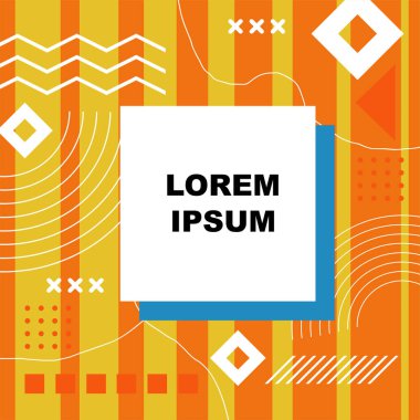 Dekoratif elementlere sahip soyut arkaplan Vibrant Memphis Tarzı Vektörü. Funky Grafik Aksanlı Soyut Arkaplan Geometrik Memphis Sanatı. Kopyalama alanı olan soyut arkaplan.