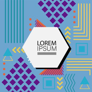 Dekoratif elementlere sahip soyut arkaplan Vibrant Memphis Tarzı Vektörü. Funky Grafik Aksanlı Soyut Arkaplan Geometrik Memphis Sanatı. Kopyalama alanı olan soyut arkaplan.