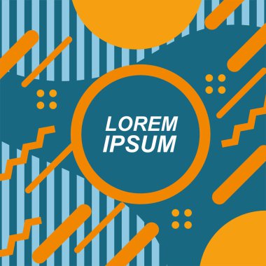 Dekoratif elementlere sahip soyut arkaplan Vibrant Memphis Tarzı Vektörü. Funky Grafik Aksanlı Soyut Arkaplan Geometrik Memphis Sanatı. Kopyalama alanı olan soyut arkaplan.