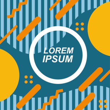 Dekoratif elementlere sahip soyut arkaplan Vibrant Memphis Tarzı Vektörü. Funky Grafik Aksanlı Soyut Arkaplan Geometrik Memphis Sanatı. Kopyalama alanı olan soyut arkaplan.