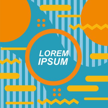 Dekoratif elementlere sahip soyut arkaplan Vibrant Memphis Tarzı Vektörü. Funky Grafik Aksanlı Soyut Arkaplan Geometrik Memphis Sanatı. Kopyalama alanı olan soyut arkaplan.