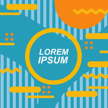 Dekoratif elementlere sahip soyut arkaplan Vibrant Memphis Tarzı Vektörü. Funky Grafik Aksanlı Soyut Arkaplan Geometrik Memphis Sanatı. Kopyalama alanı olan soyut arkaplan.